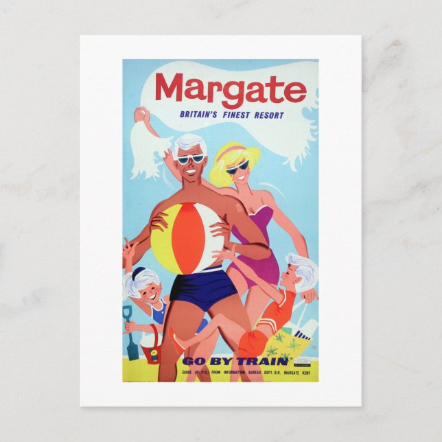 Margate vintage Reklamjärnväg poster Vykort (Framsida)