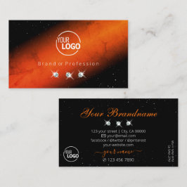 Marged Orange Black Sparkling Jewels Add Logotyp Visitkort