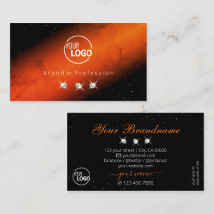 Marged Orange Black Sparkling Jewels Add Logotyp Visitkort