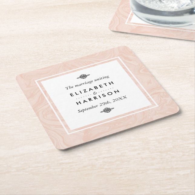 Marged Ro Elegant Vintage bröllop Underlägg Papper Kvadrat (Vinklad)