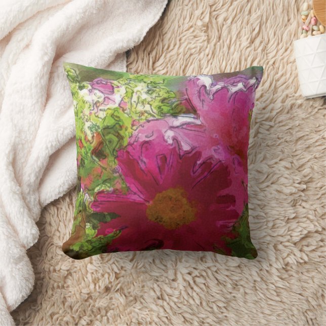 Margerite & Frauenmantel - Aquarell-Design |  Kudde (Filt)