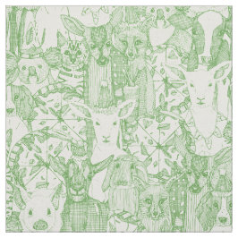 Margherita menagerie pizza party grönt väv tyg