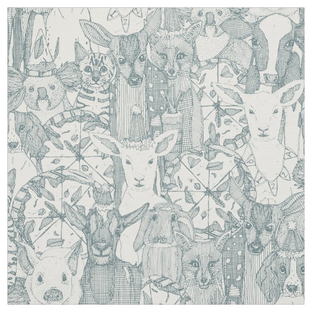 Margherita menagerie pizza party-skiffertyg tyg (Provkarta)