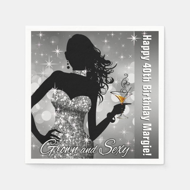 Margie Bling Bombshell Gnistra Birthday | silver Pappersservett (Framsidan)