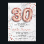 Marginaleffekt för bubblor i 30års födelsedag-Ro-G Inbjudningar<br><div class="desc">Parbjudan till 30års födelsedag. Elegantens utformning i faux glitter ro guld med grått marble-effekt. Inbjudan-kortet har guld nummer 30 ballonger och skriptteckensnitt. Perfekt för en snyggt vid firande. Berätta om du behöver anpassningsbarnas ålder.</div>