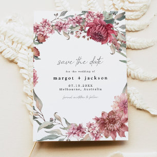 MARGOT Dusty Ro Blommigt Foto Spara datum Inbjudningar