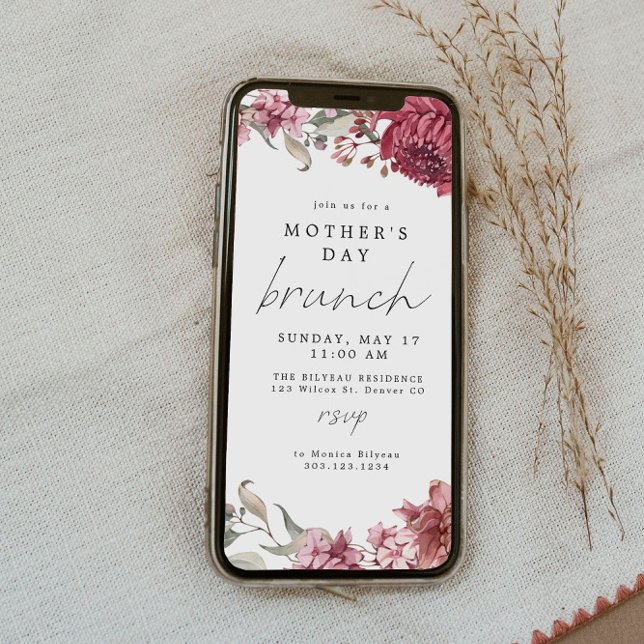 MARGOT Dusty Ro  Blommigt Mors dag Brunch Inbjudningar (Skapare uppladdad)