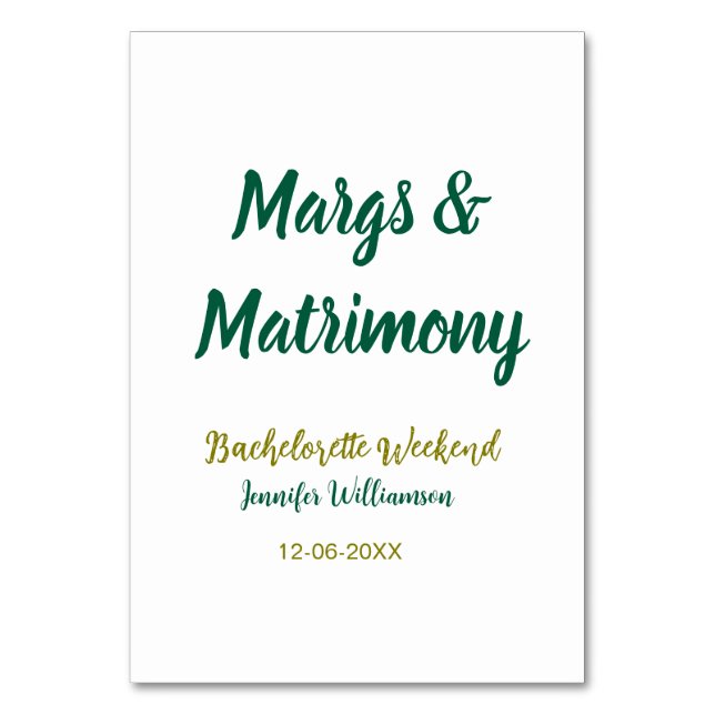 Margs and matrimony add name date bachelorette par bordsnummer (Framsidan)