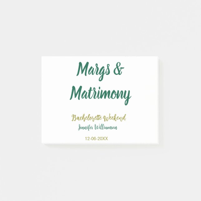 Margs and matrimony add name date bachelorette par post-it block (Framsida)