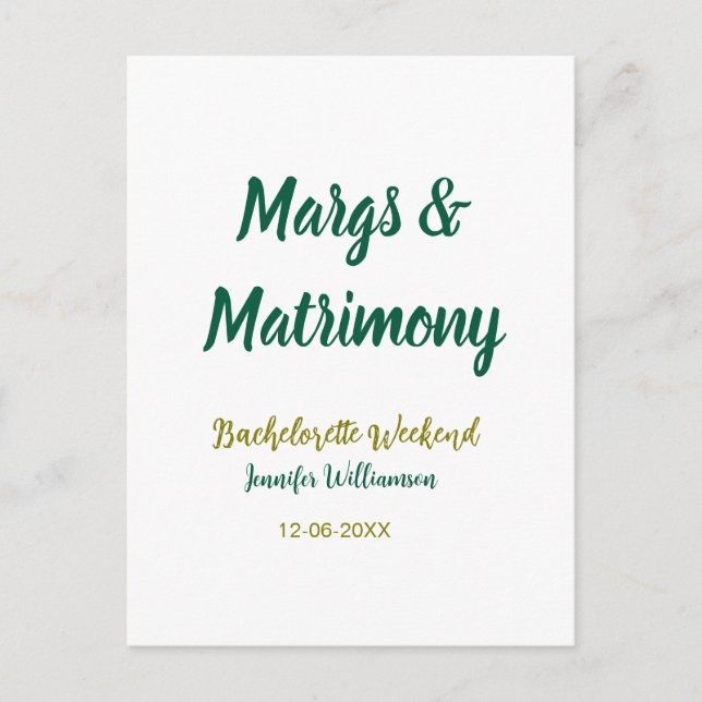 Margs and matrimony add name date bachelorette par vykort (Framsida)