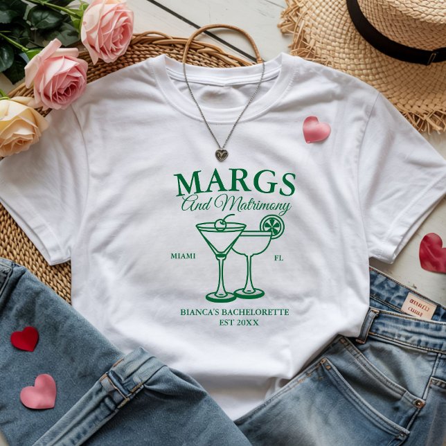 Margs and Matrimony  Bröllopsfest för ogifta damer T Shirt (Skapare uppladdad)