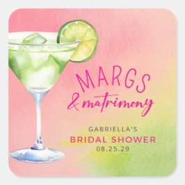 Margs and Matrimony Cocktail Bröllopsfest Fyrkantigt Klistermärke