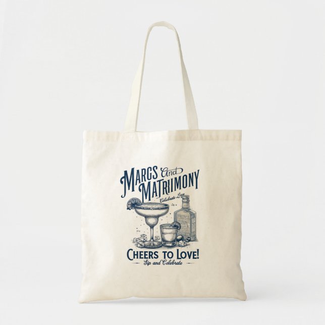 Margs and Matrimony Tote Bag | Bröllopsgåva Tygkasse (Framsidan)