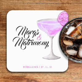 Margs & Bröllopsrosa Bröllopsdusch Underlägg Papper Kvadrat