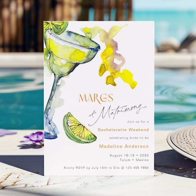 Margs & Matrimony Bachelorette Helg Itinerary Inbjudningar (Skapare uppladdad)