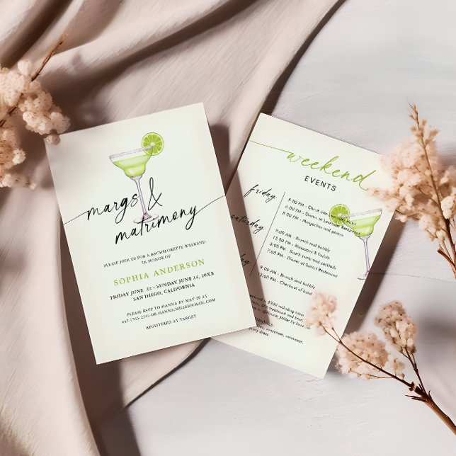 Margs & Matrimony Bachelorette Helg Itinerary Inbjudningar (Skapare uppladdad)