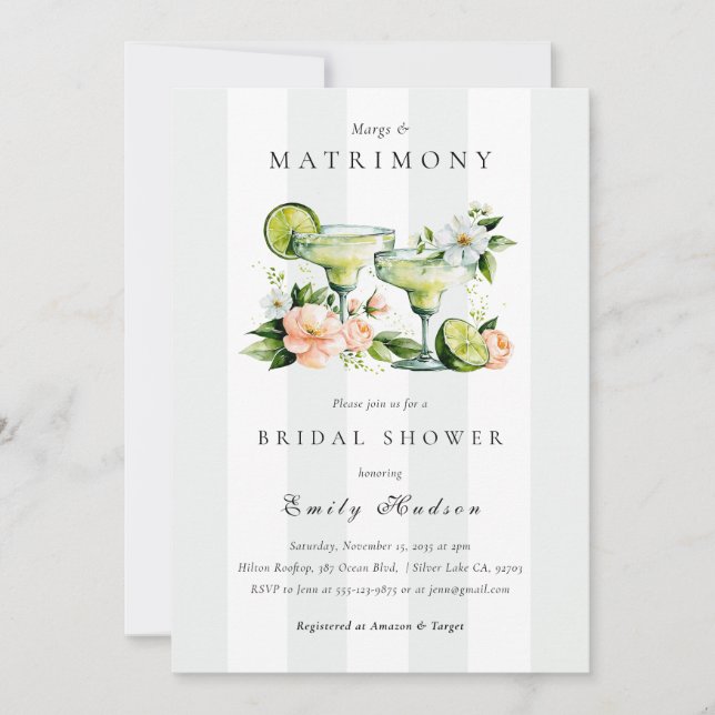 Margs & Matrimony Blommig Bröllopsfest Inbjudningar (Framsida)
