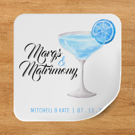 Margs & Matrimony Blue Margarita Möhippa Fyrkantigt Klistermärke