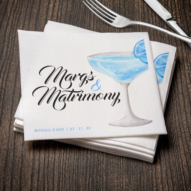 Margs & Matrimony Blue Margarita Möhippa Pappersservett (Margs & Matrimony Blue Margarita Bridal Shower Napkins
)