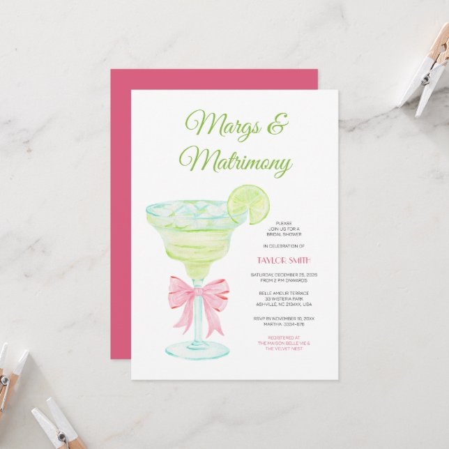 Margs & Matrimony Bröllopsfest Invitation Inbjudningar (Fram/Back In Situ)