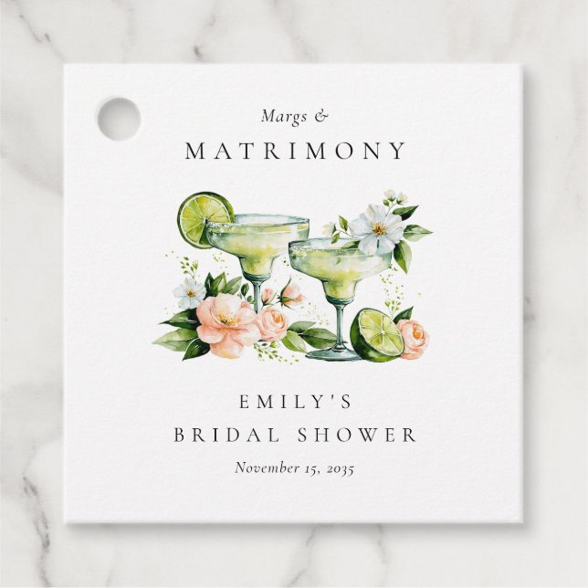 Margs & Matrimony Floral Bröllopsdusch Gåvor Etiketter (Framsida)