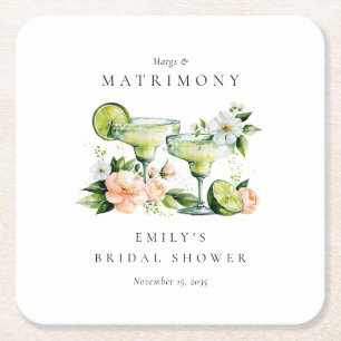 Margs & Matrimony Floral Bröllopsdusch Underlägg Papper Kvadrat
