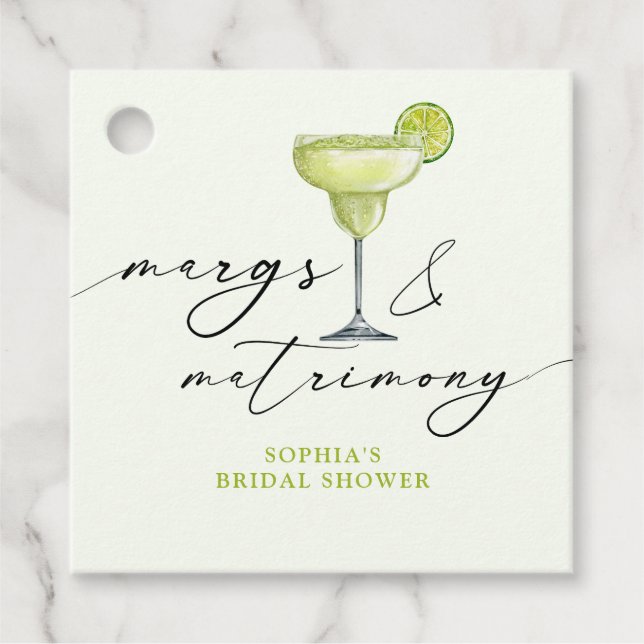 Margs & Matrimony Grön Lime Bröllopsdusch Gåvor Etiketter (Framsida)