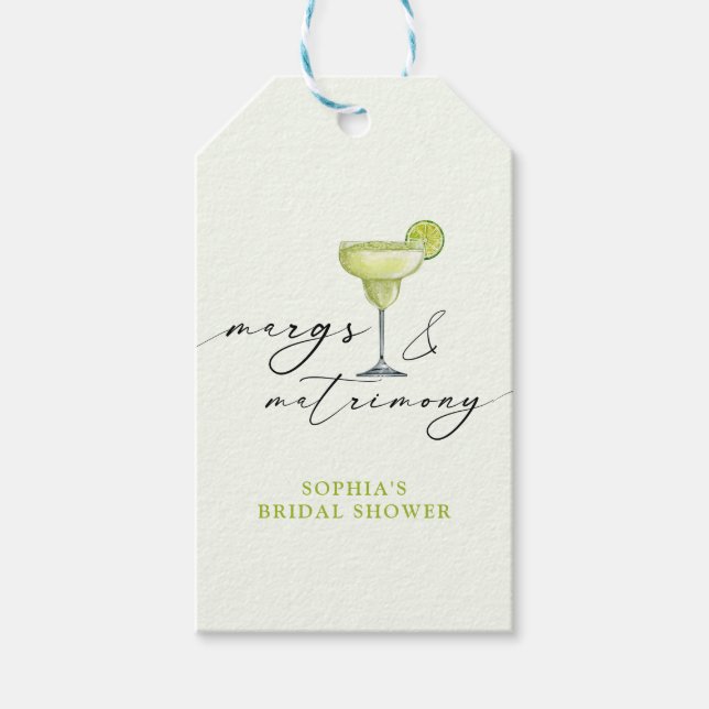 Margs & Matrimony Grön Lime Bröllopsdusch Presentetikett (Framsidan)