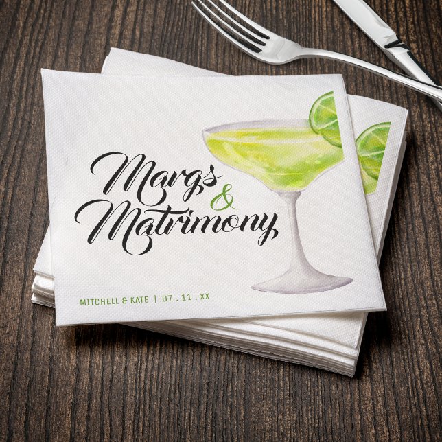 Margs & Matrimony Grönt Margarita Möhippa Pappersservett (Margs & Matrimony Green Margarita Bridal Shower Napkins
)