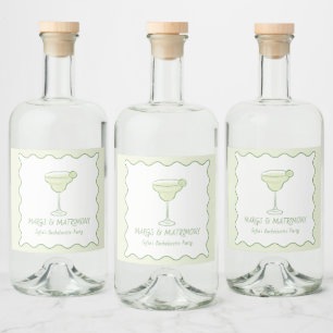 ’Margs & Matrimony’ Lime Bachelorette Tequila Spritflaskor Etikett