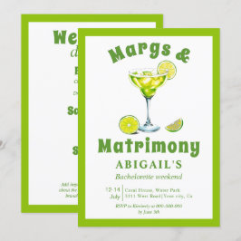 Margs & Matrimony lime green bachelorette helg Inbjudningar