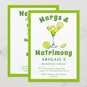 Margs & Matrimony lime green bachelorette helg Inbjudningar