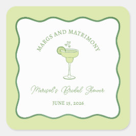 "Margs & Matrimony" Lime Margarita Bröllopsfest fö Fyrkantigt Klistermärke