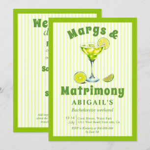 Margs & Matrimony limegrön möhippa helg Inbjudningar