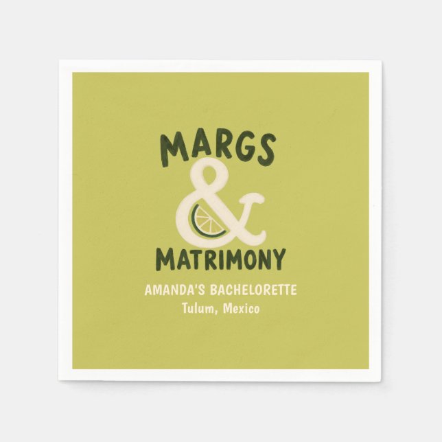 Margs & Matrimony Limegröna Sängkammarparty Pappersservett (Framsidan)