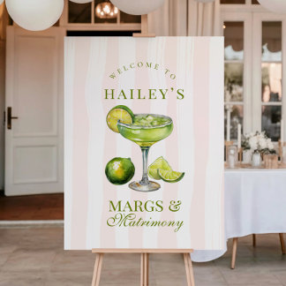 Margs & Matrimony Margarita Bridal Shower Sign Poster