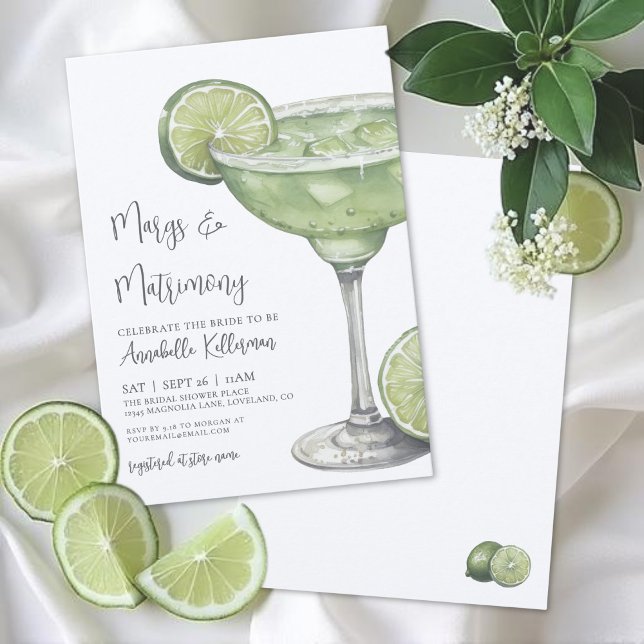 Margs & Matrimony Margarita Bröllopsdusch Inbjudningar (Margs & Matrimony Margarita Bridal Shower Invitation)