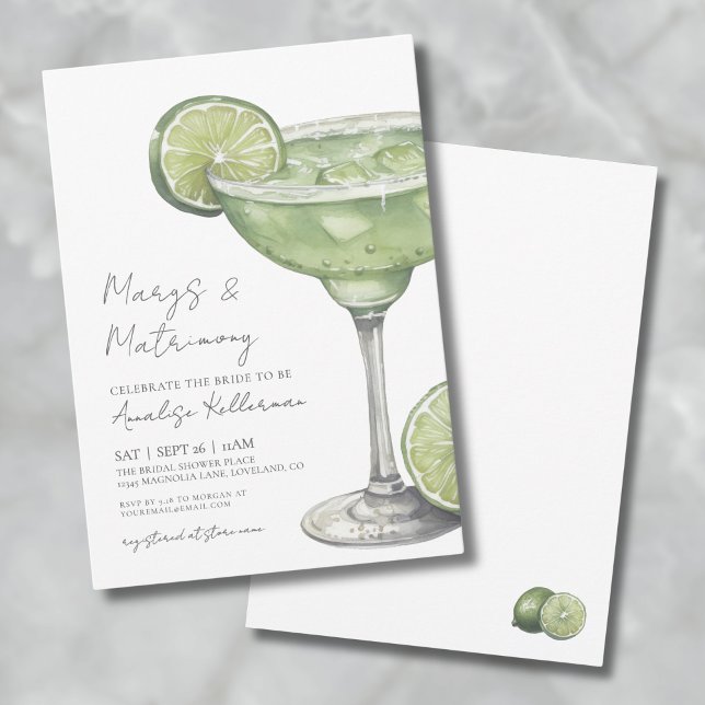 Margs & Matrimony Margarita Bröllopsdusch Inbjudningar (Margs & Matrimony Margarita Bridal Shower Invitation)