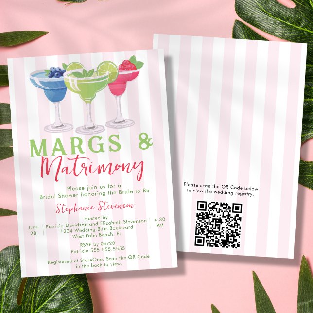 Margs & Matrimony Margarita QR-kod Bröllopsfest Inbjudningar (Skapare uppladdad)