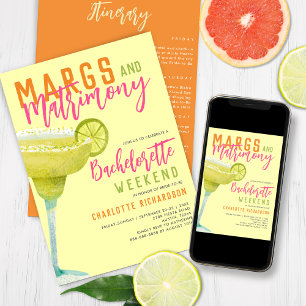 Margs & Matrimony Margaritas Bachelorette Helg Inbjudningar