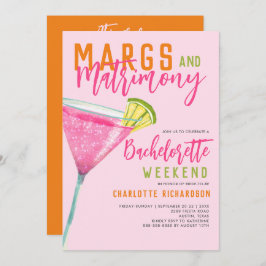 Margs & Matrimony Margaritas Bachelorette Helg Inbjudningar