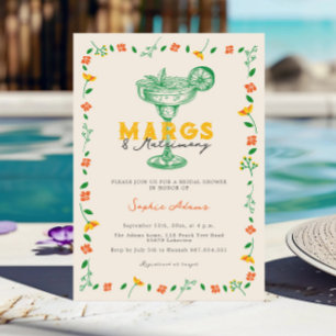 Margs & Matrimony Margaritas Coctail Bridal Shower Inbjudningar