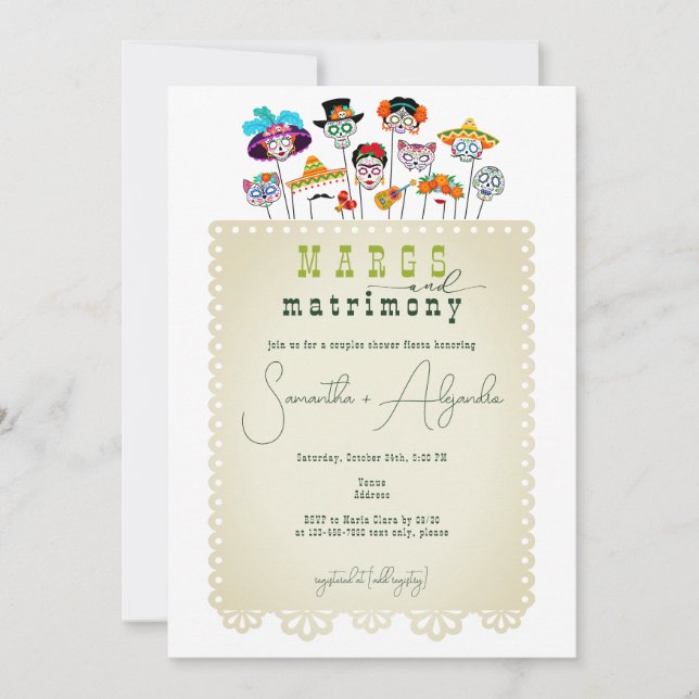 Margs & Matrimony Mexican Fiesta Par Shower Inbjudningar (Framsida)