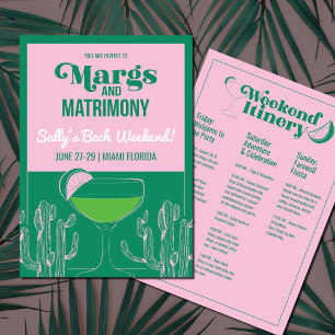 Margs & Matrimony Modern bachelorette Party Inbjudningar