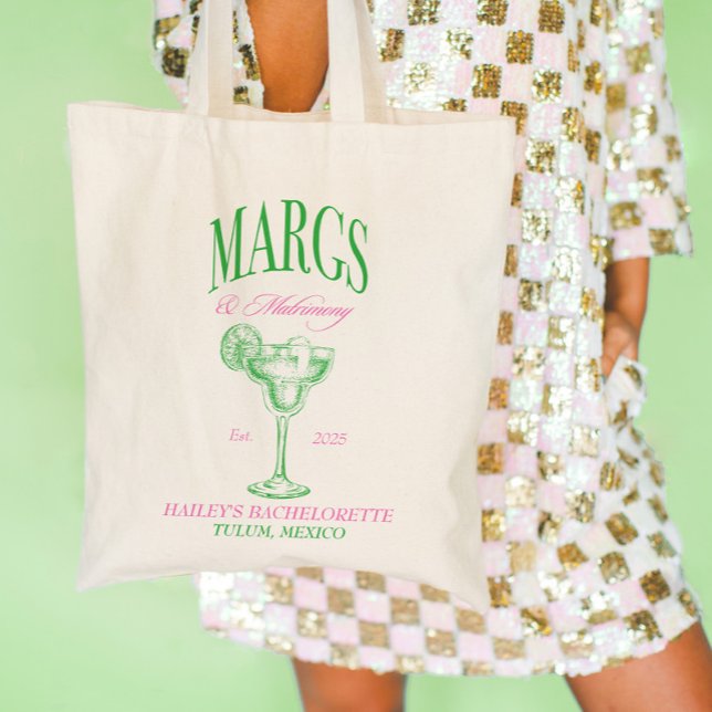 Margs Matrimony Personlig Sjungbröllop Tygkasse (Margs Matrimony Personalized Bachelorette Tote Bag)