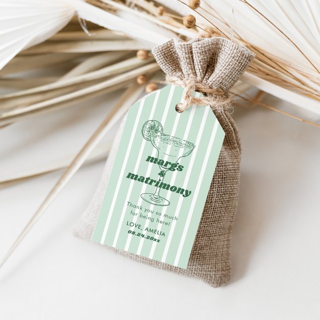 Margs & Matrimony Retro Bachelorette Bröllopsdusch Presentetikett (Skapare uppladdad)