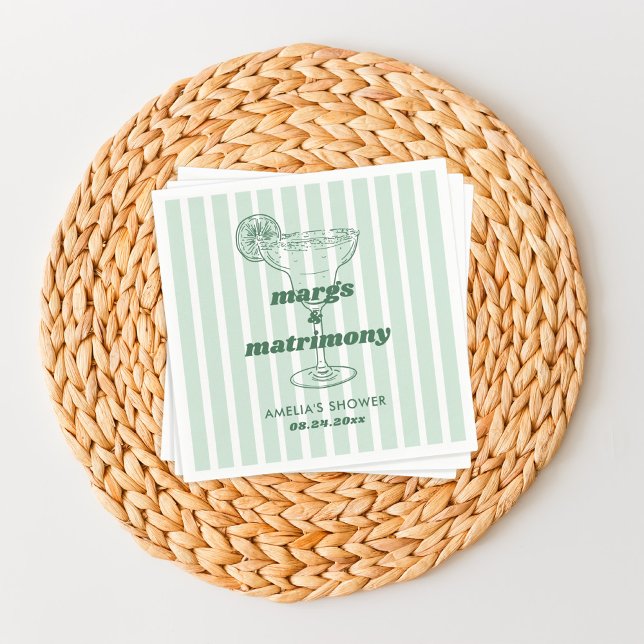 Margs & Matrimony Retro Bachelorette Bröllopsfest Pappersservett (Skapare uppladdad)