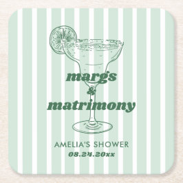 Margs & Matrimony Retro Bachelorette Bröllopsfest Underlägg Papper Kvadrat