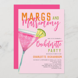Margs & Matrimony Rosa Margarita Bachelorette Bash Inbjudningar