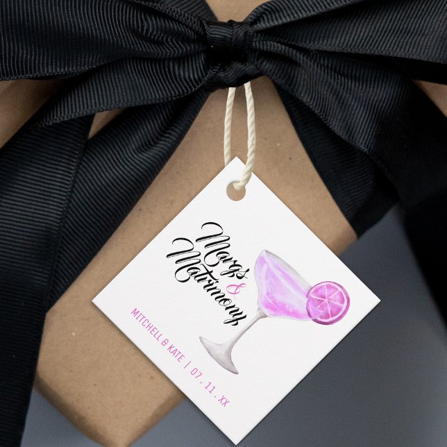 Margs & Matrimony Rosa Margarita Möhippa Gåvor Etiketter (Margs & Matrimony Pink Margarita Bridal Shower Favor Tags
)